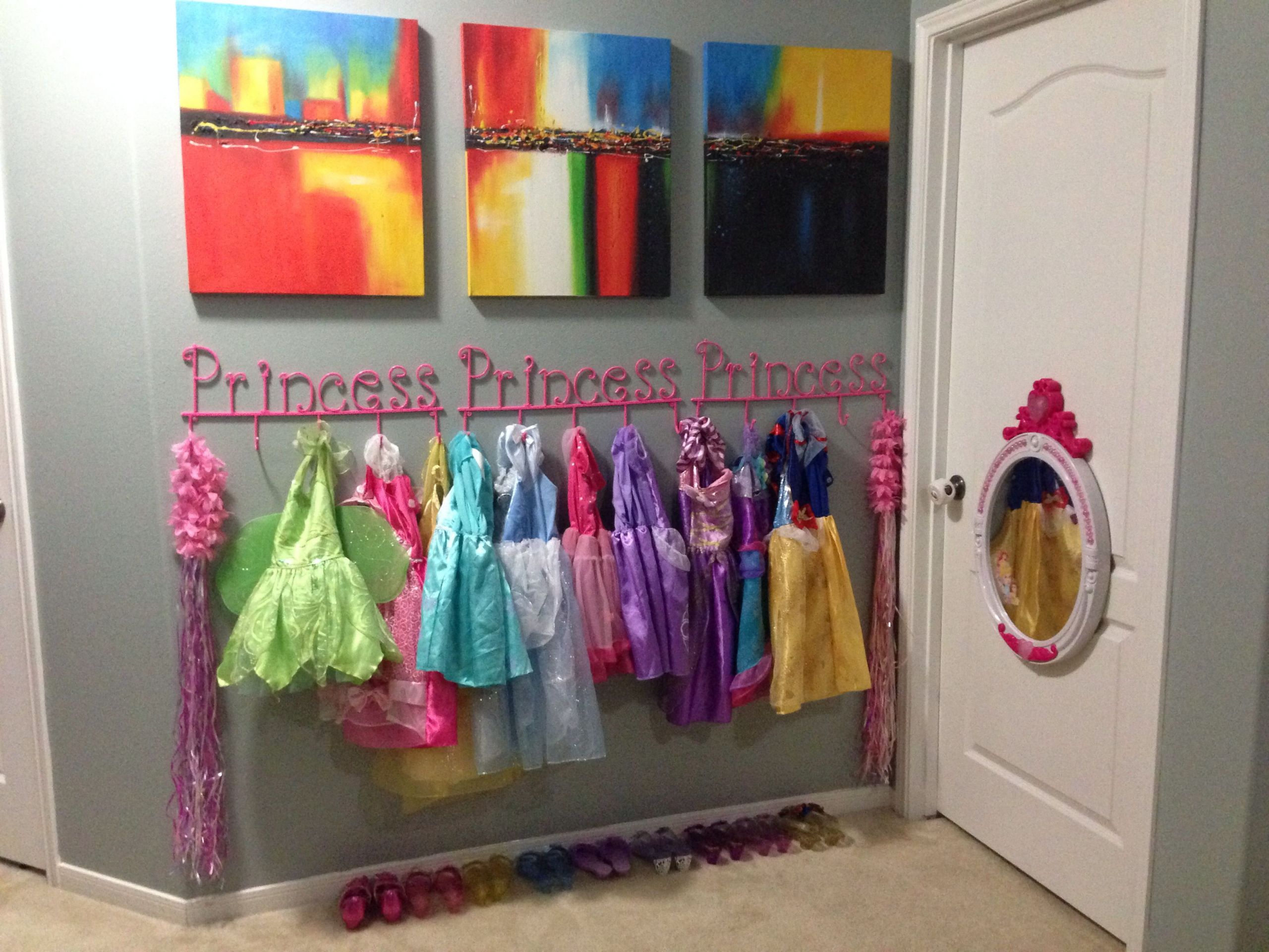 Kids Dressing Up Storage
 Dress up clothes corner storage Princess hangers from