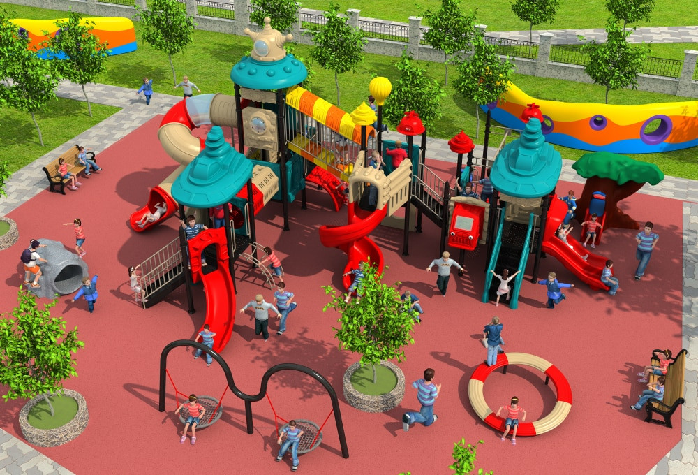 Kids Outdoor Playground
 CE ISO TUV customized school playground structure big