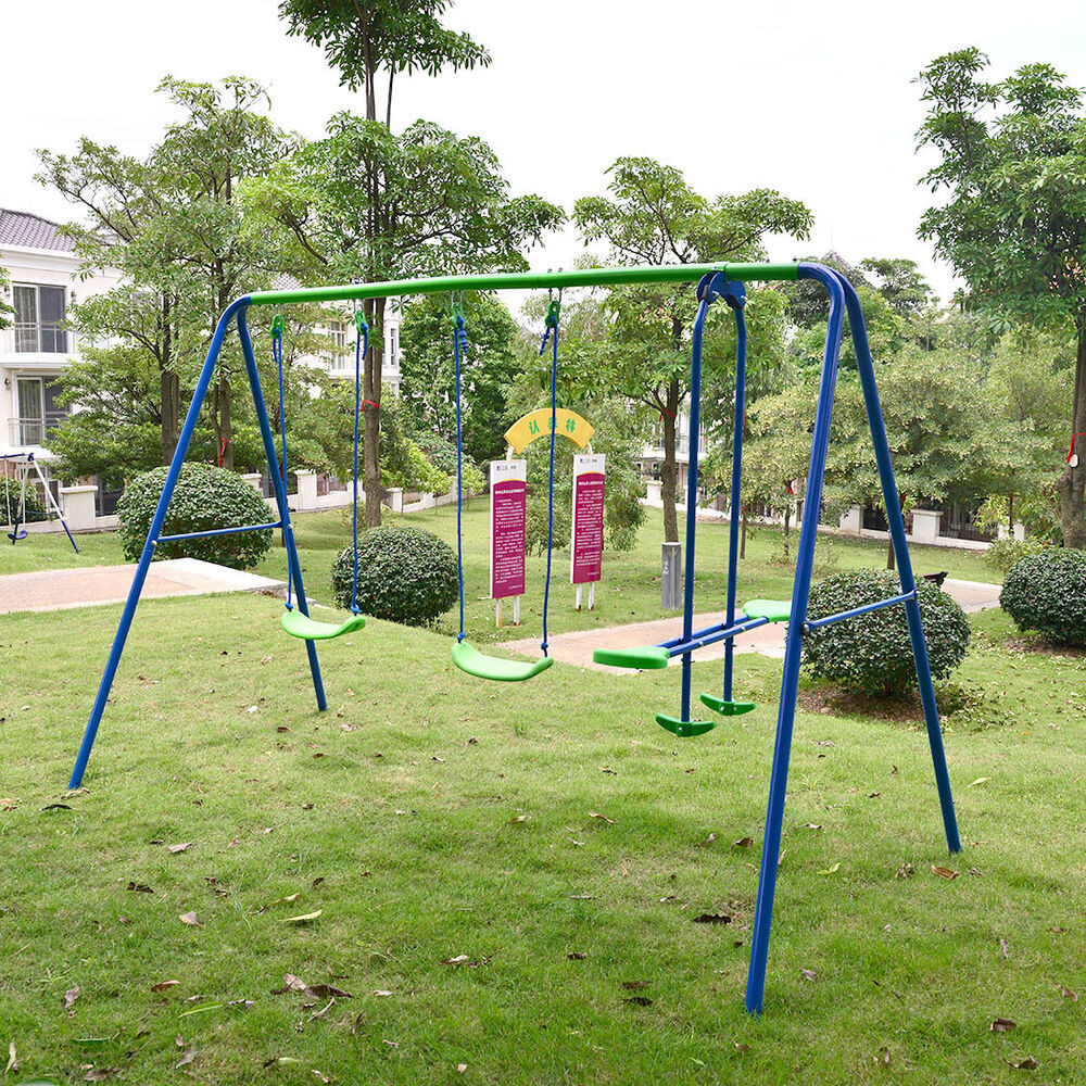 Kids Outdoor Playset
 Playground Metal Swing Set Swingset Play Outdoor Children