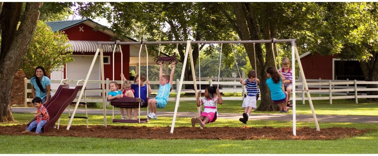 Kids Outdoor Swing Set
 Swing Set Outdoor Kids Children Backyard Slide Ladder