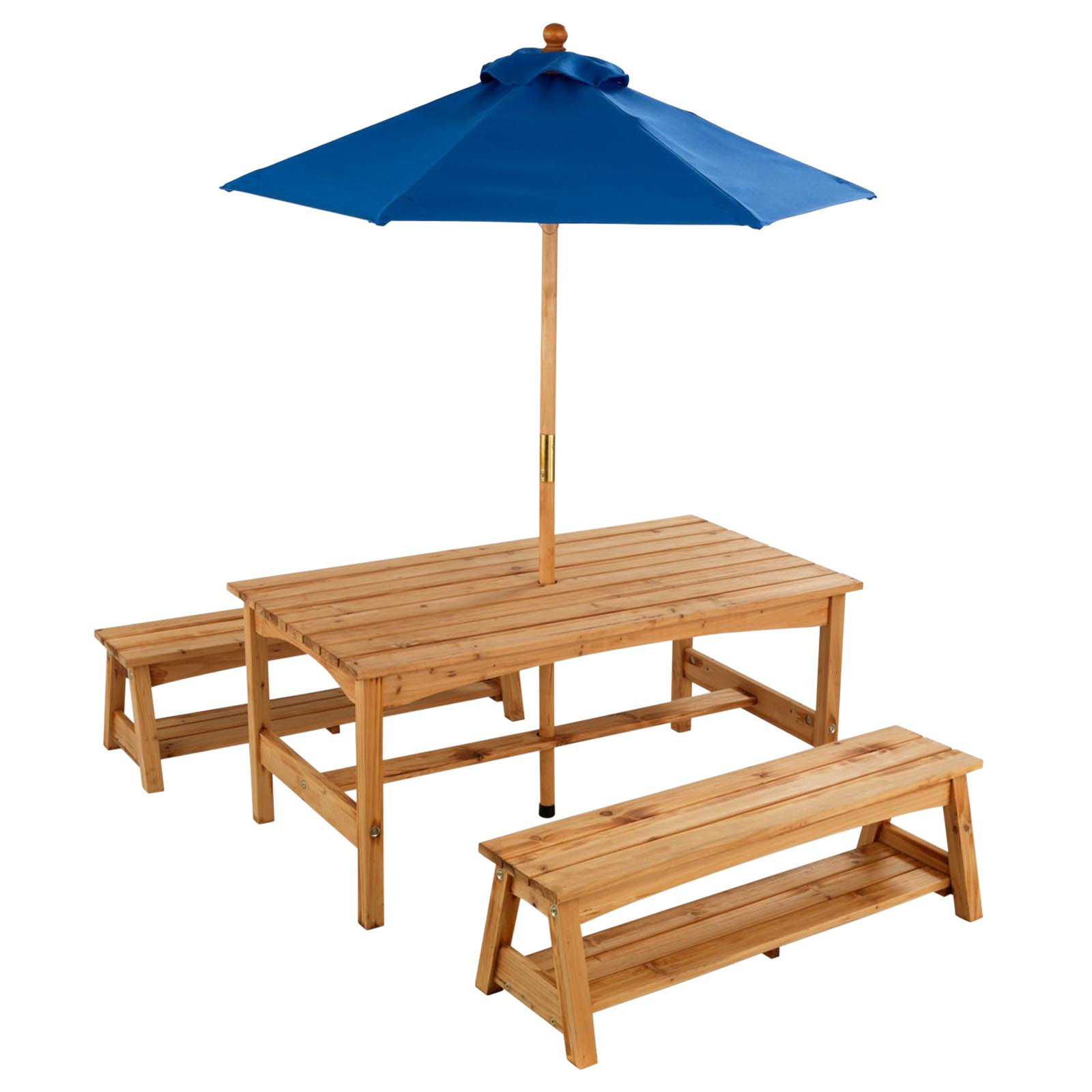 Kids Outdoor Table And Bench
 KidKraft Outdoor Table and Benches with Blue Umbrella