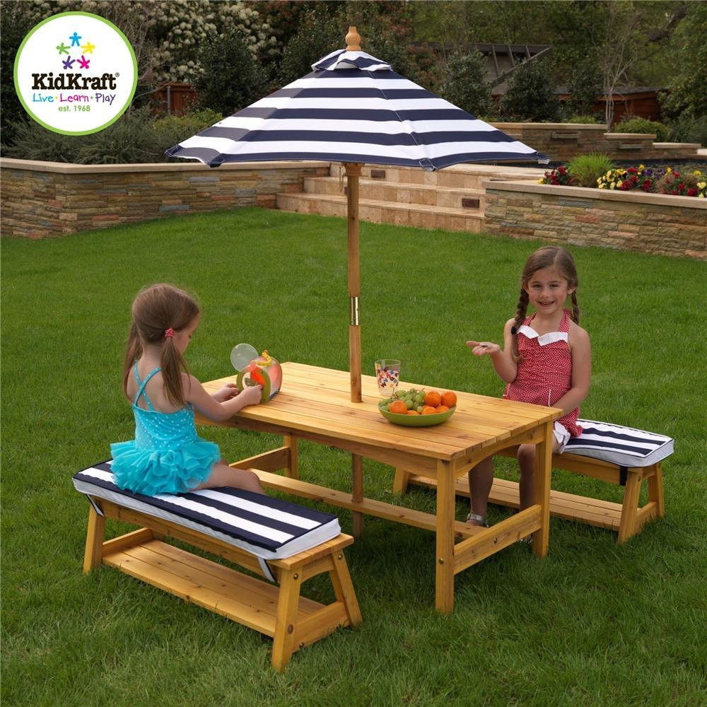 Kids Outdoor Table And Bench
 KidKraft Outdoor table and Chair Set with Cushions and