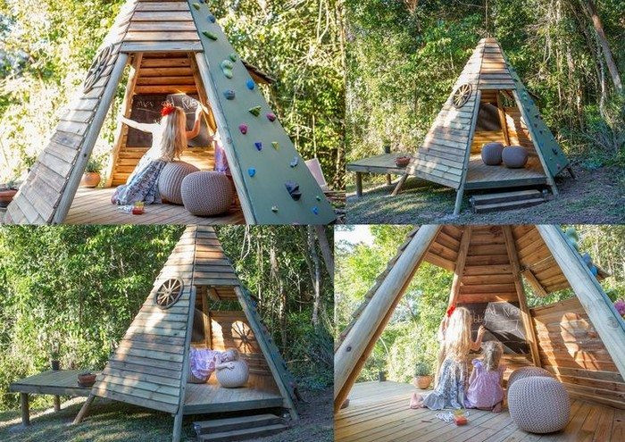 Kids Outdoor Teepee
 Build your kids a wooden teepee tent
