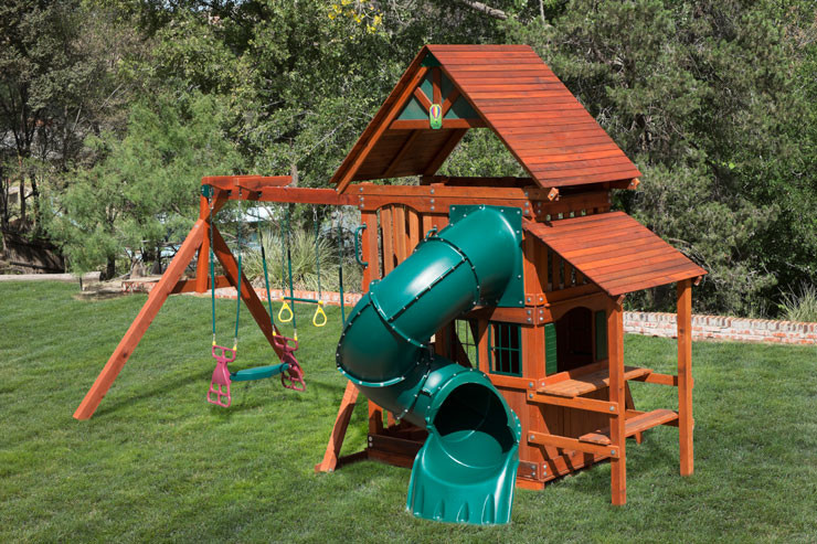 Kids Playhouse Swing Sets
 Wooden Playset with Playhouse Swing