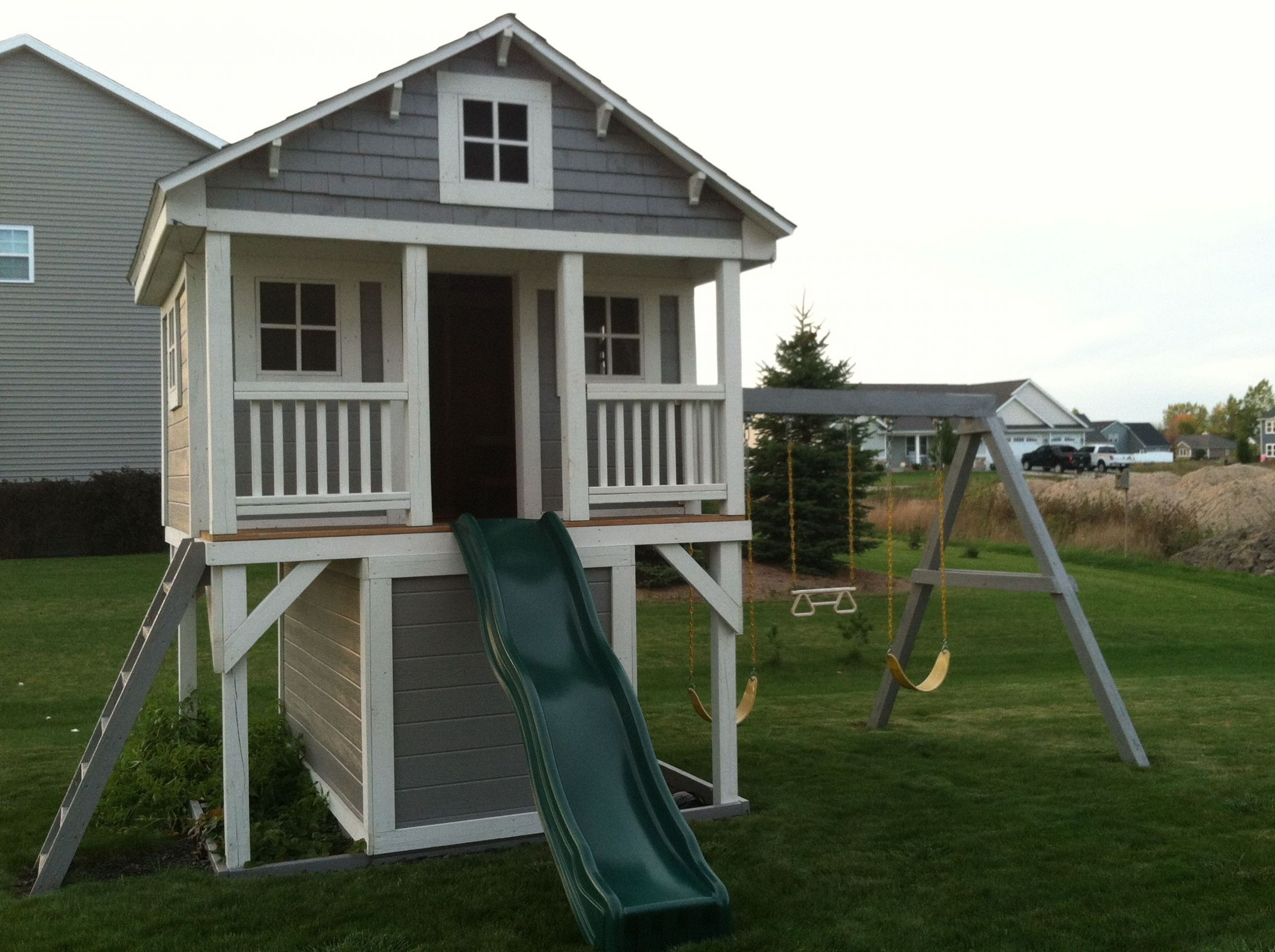 Kids Playhouse With Swing
 Kids playhouse turn our swing set into this maybe