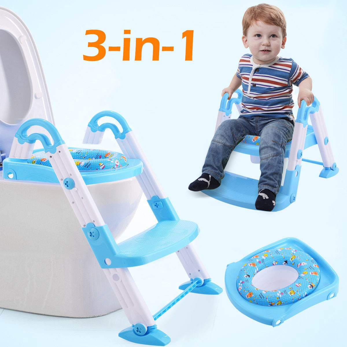 Kids Potty Chair
 3 in 1 Fold Baby Potty Training Toilet Chair Seat Step
