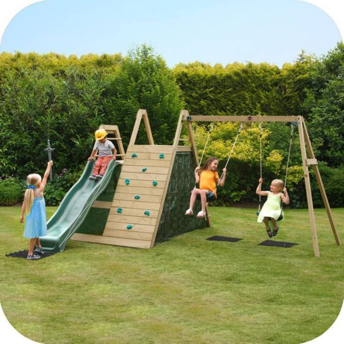 Kids Slide And Swing
 Plum Kids Swing Slide & Climb Wooden Playground