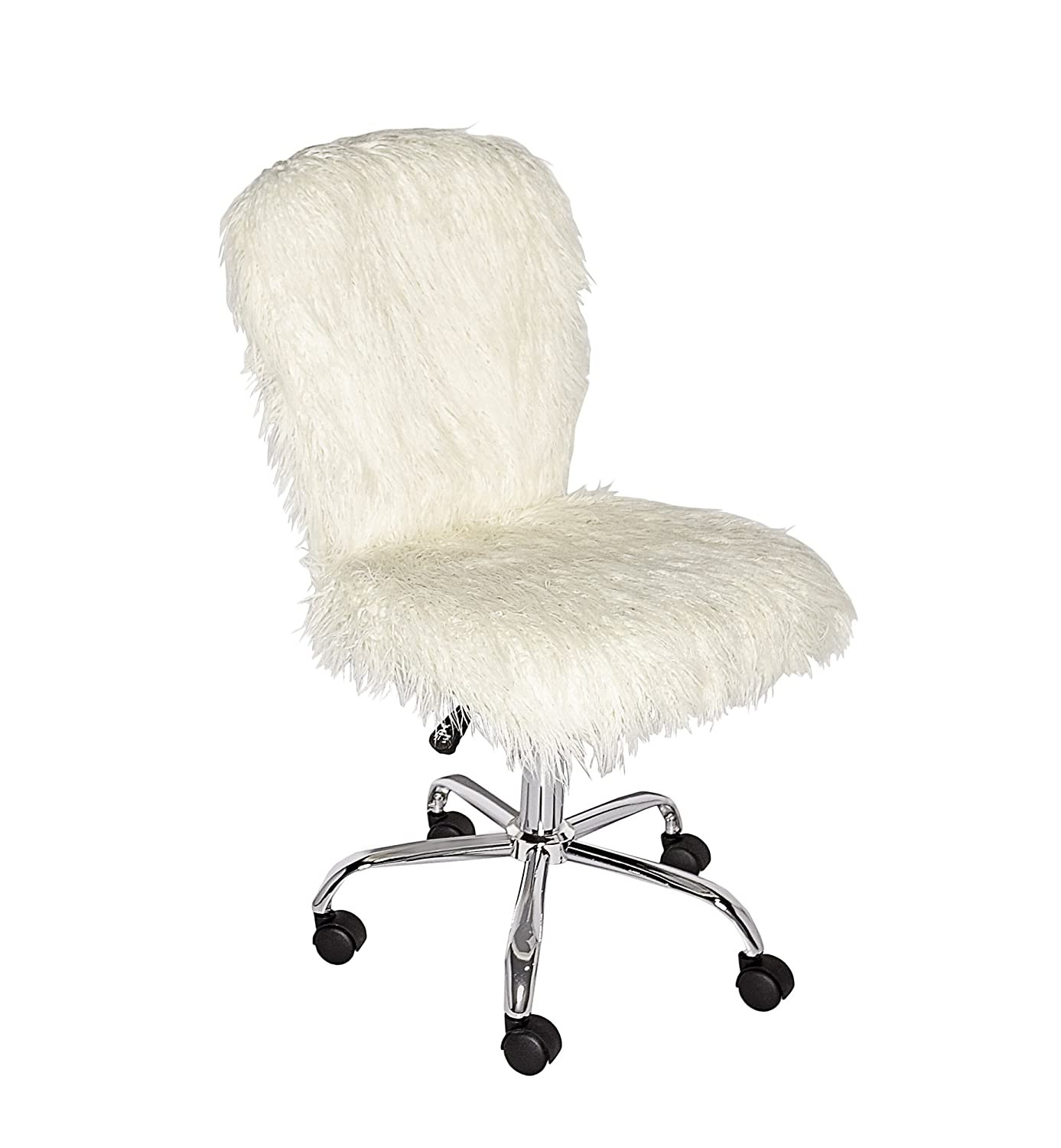 Kids White Desk Chair
 White Faux Fur Furry Armless fice Desk Chair Teen Kids