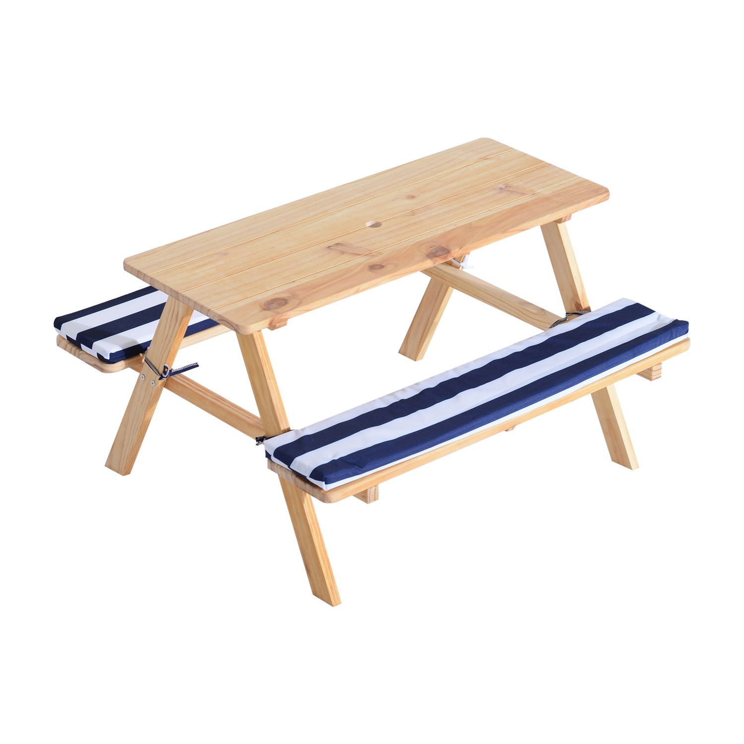 Kids Wooden Picnic Table
 Qaba Wooden Outdoor Kids Picnic Table with Padded Benches