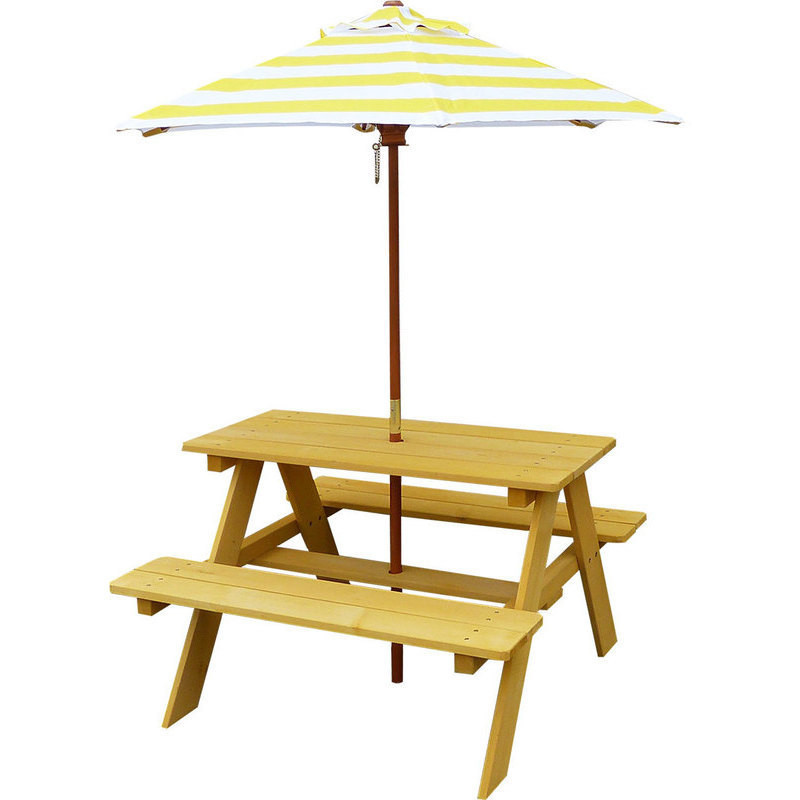 Kids Wooden Picnic Table
 Sunset Kids Wooden Picnic Table with Umbrella
