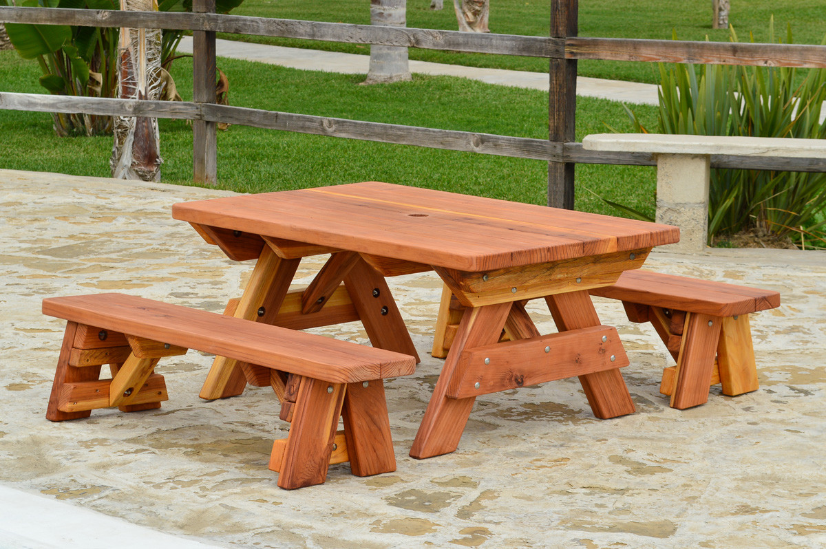 Kids Wooden Picnic Table
 Kid Size Wood Picnic Table with Detached Benches