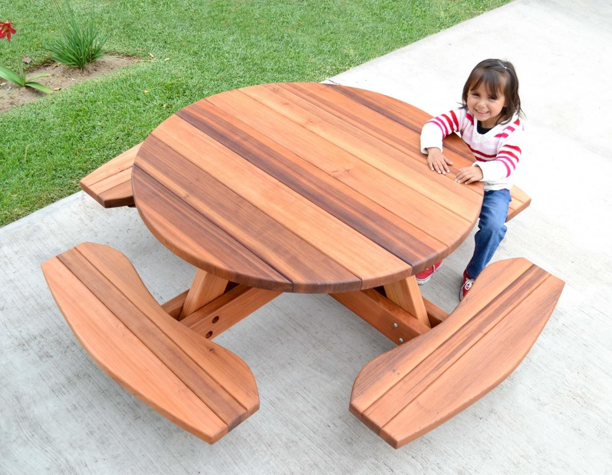 Kids Wooden Picnic Table
 Kid Size Round Wood Picnic Table Kit