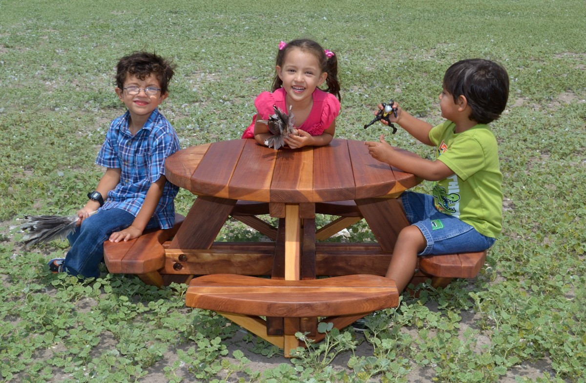 Kids Wooden Picnic Table
 Round Wooden Picnic Table Kit for Toddlers