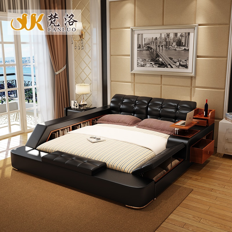 King Size Storage Bedroom Set
 Aliexpress Buy modern leather king size storage bed