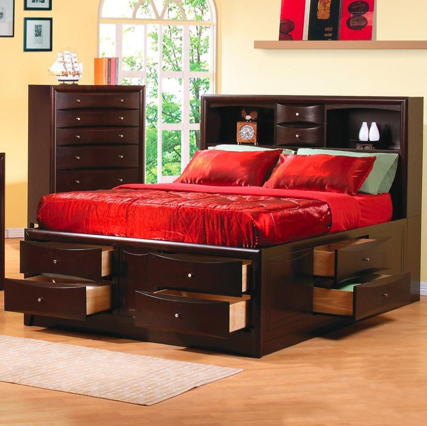 King Size Storage Bedroom Set
 Coaster KW Brown California King Size Wood Bed