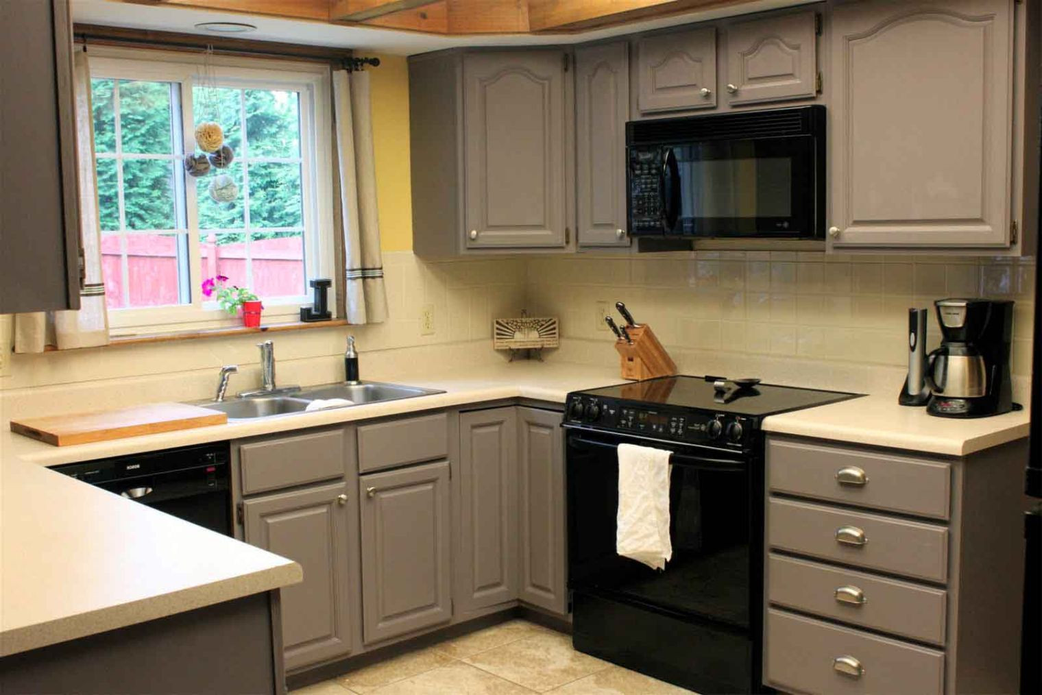 Kitchen Cabinet For Small Kitchen
 Grey painted kitchen cabinets in small kitchen space