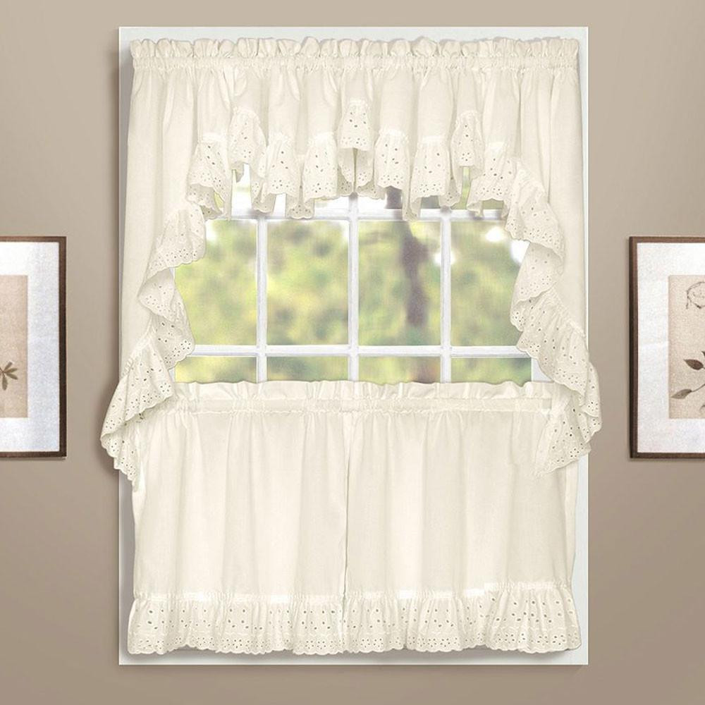 Kitchen Curtain Swag Fresh Vienna Eyelet Kitchen Valance Swags And Tier Curtains Of Kitchen Curtain Swag 