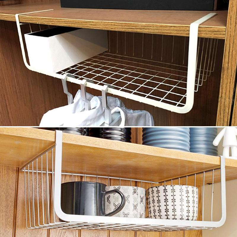 Kitchen Door Organizer
 Iron Mesh Basket Cupboard Cabinet Door Organizer Rack