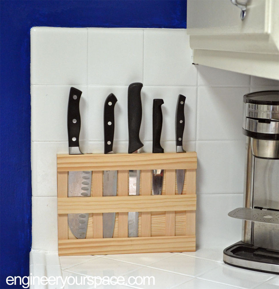 Kitchen Knife Storage Ideas
 DIY Wall Mounted Wood Knife Rack to Save Space in a Small