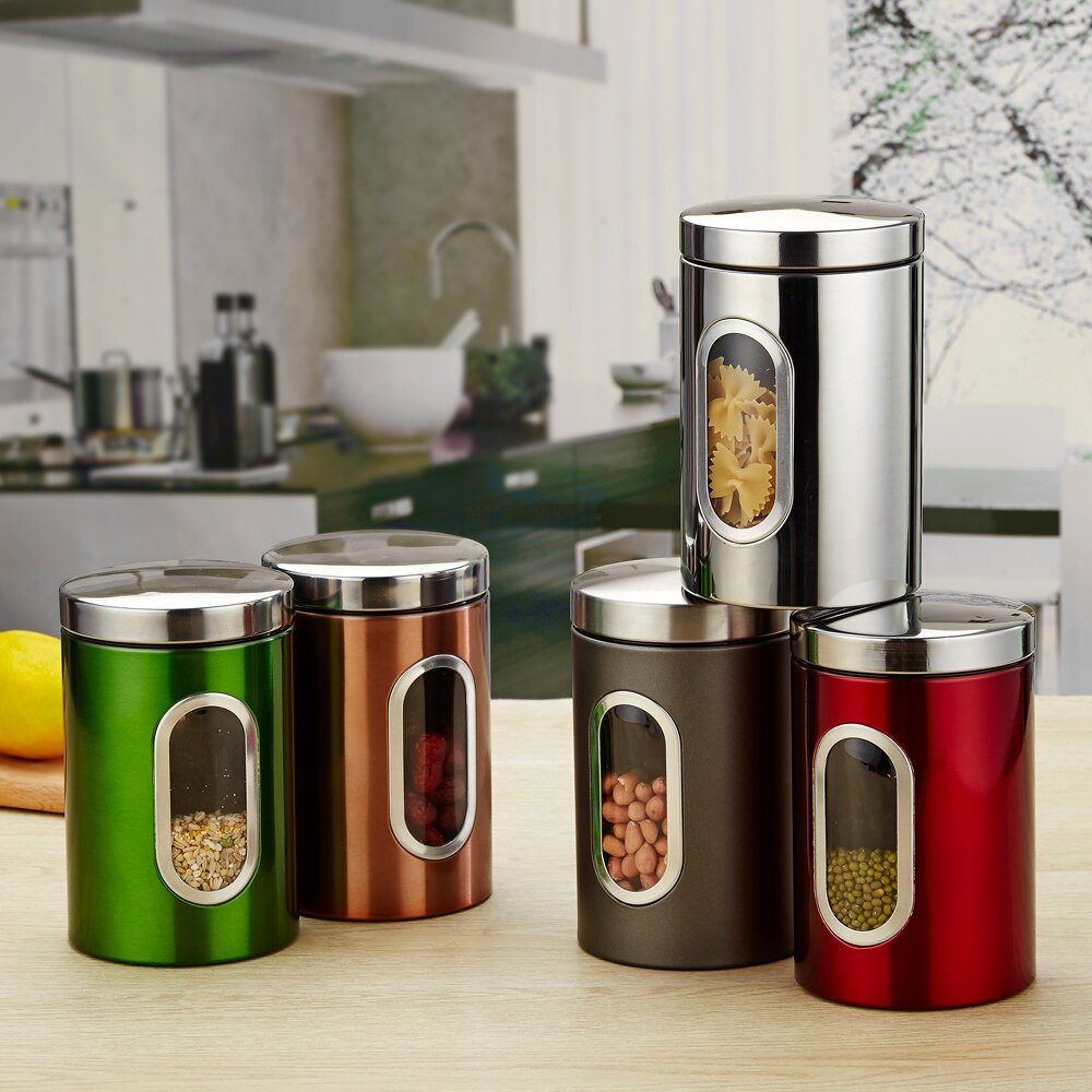 Kitchen Storage Container Sets
 3pcs set Stainless Storage Box Kitchen Food Storage Tank