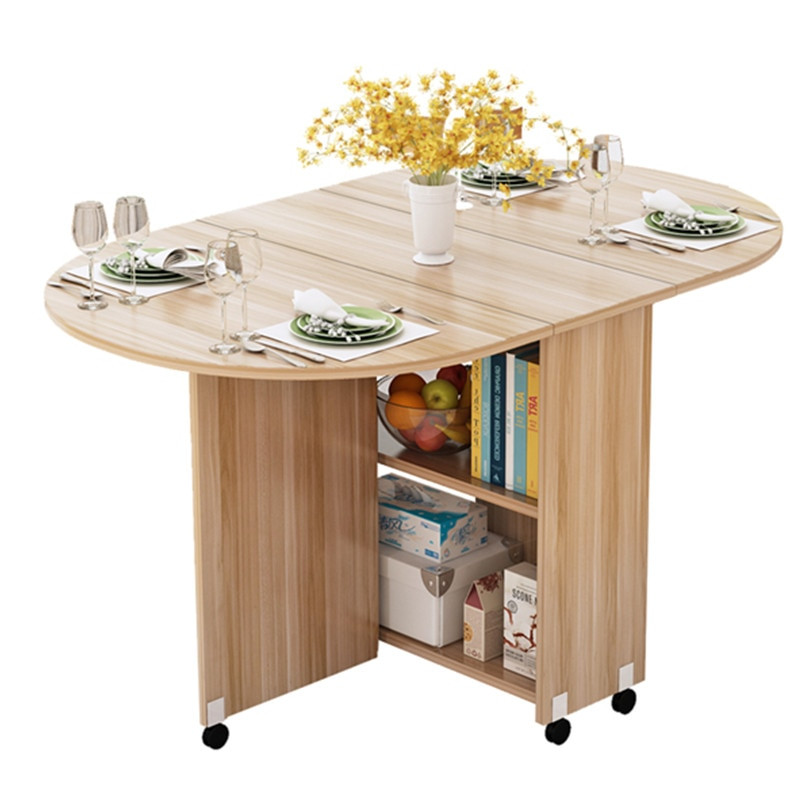 Kitchen Table Storage
 Folding Movable Dining Table With Multidirectional Wheel