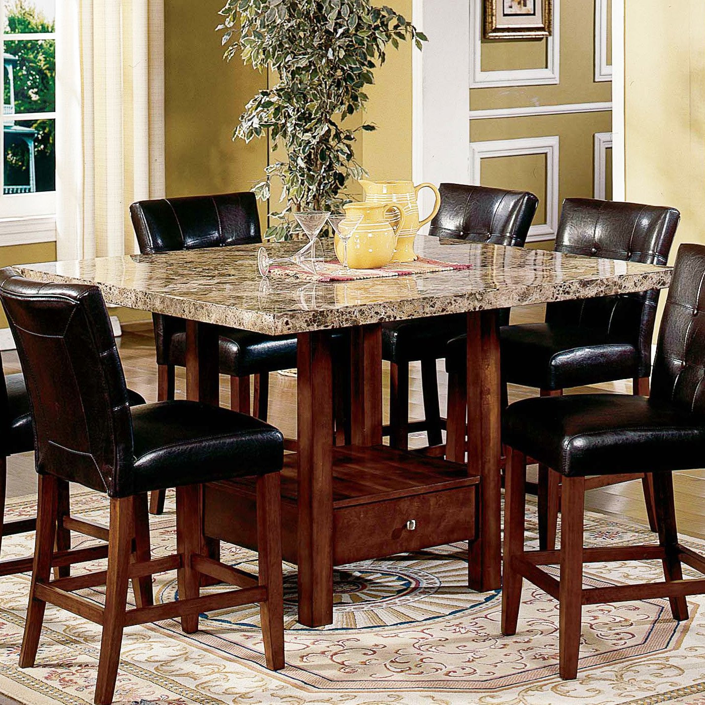 Kitchen Tables With Storage
 Steve Silver Montibello Marble Top Counter Height Storage