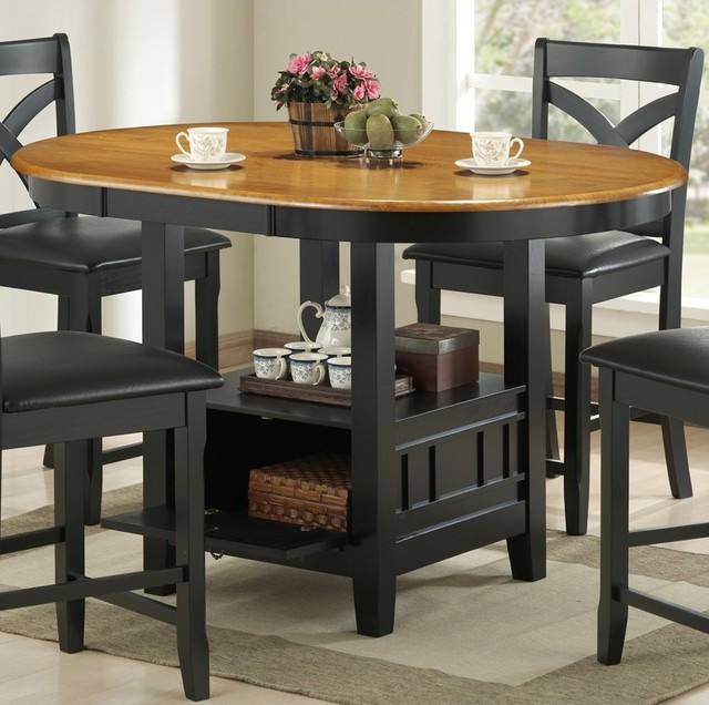 Kitchen Tables With Storage
 Transitional Kirwin Collection Oval Storage Counter Height