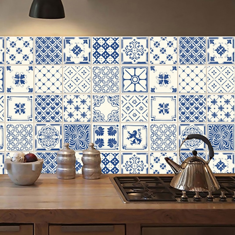 Kitchen Tiles Stickers
 20pcs Self adhesive Mandala Wall Tiles Stickers Waist Line