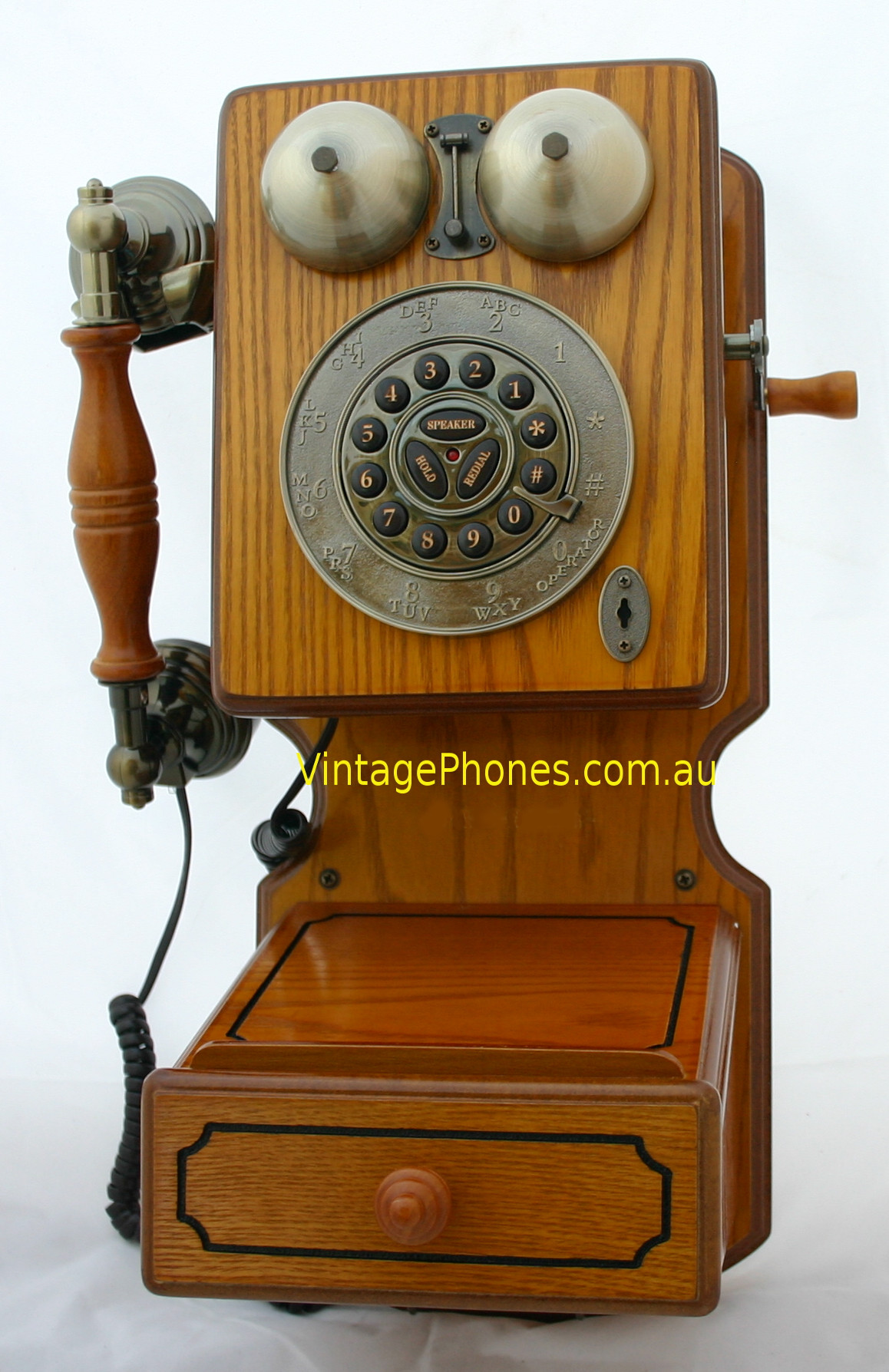 Kitchen Wall Phone
 New reproduction Wooden Vintage Retro Rotary Dial Wallphone