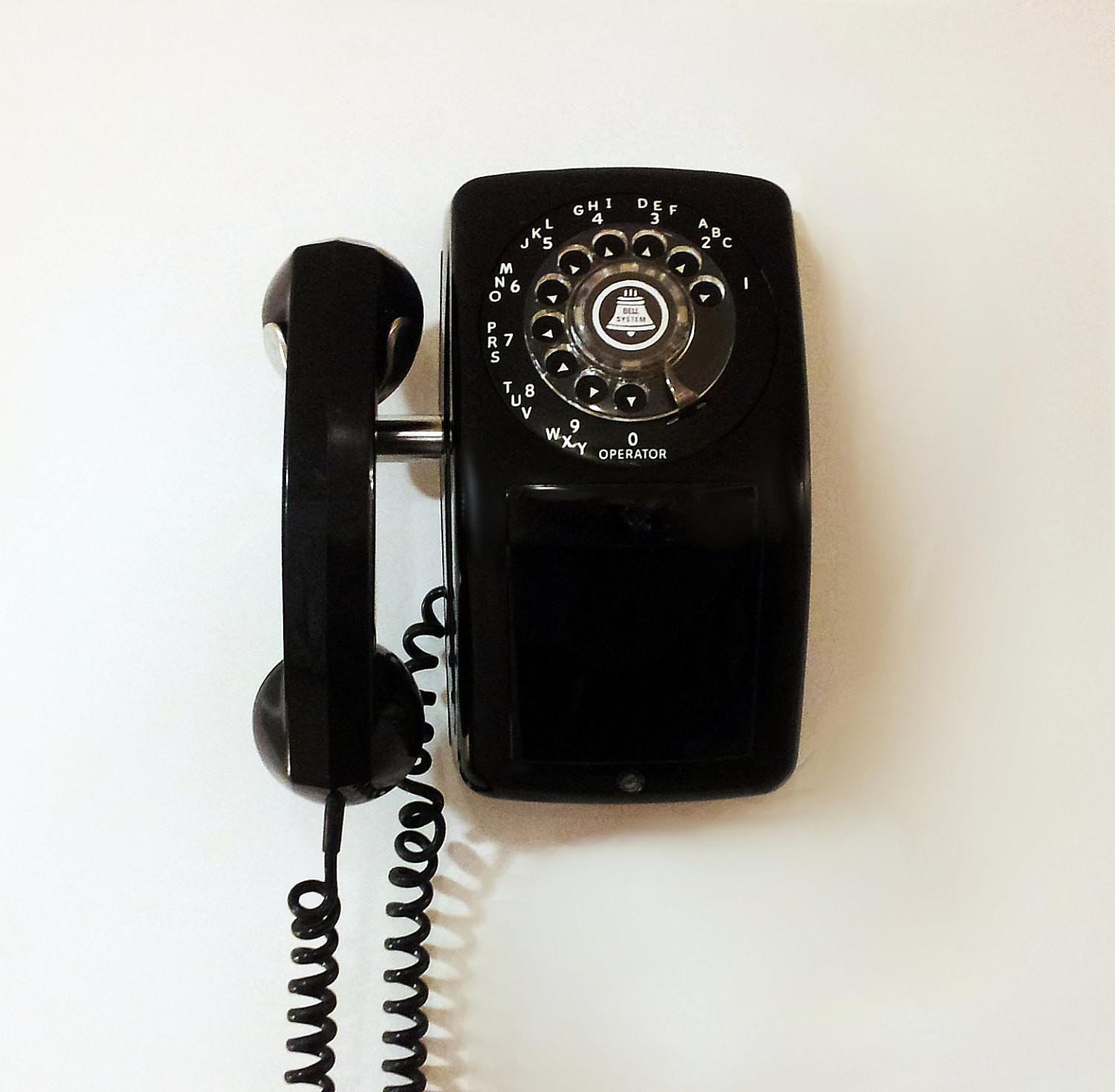 Kitchen Wall Phone
 1960s Black Rotary Wall Phone