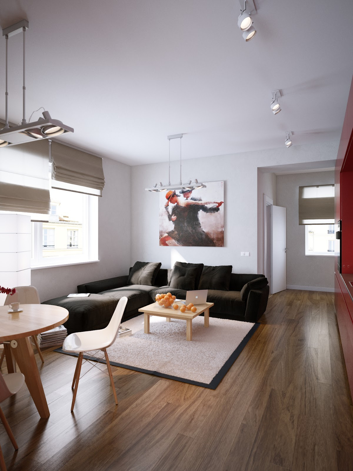 L Shaped Living Room Ideas
 Modern Red Apartment For A Young Couple [Visualized]