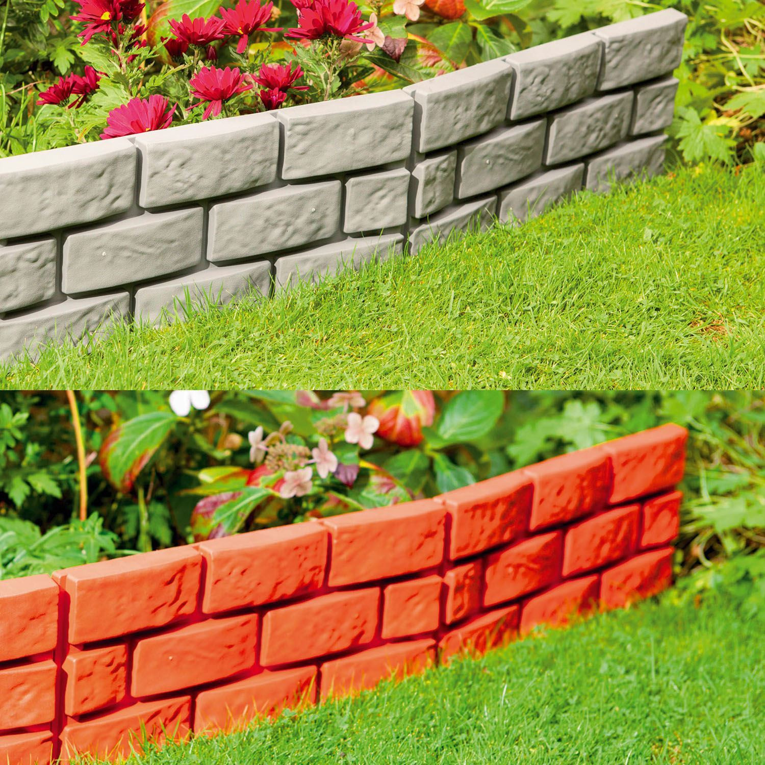 Landscape Edging Bricks
 Instant Brick Effect Hammer In Plastic Garden Lawn Edging