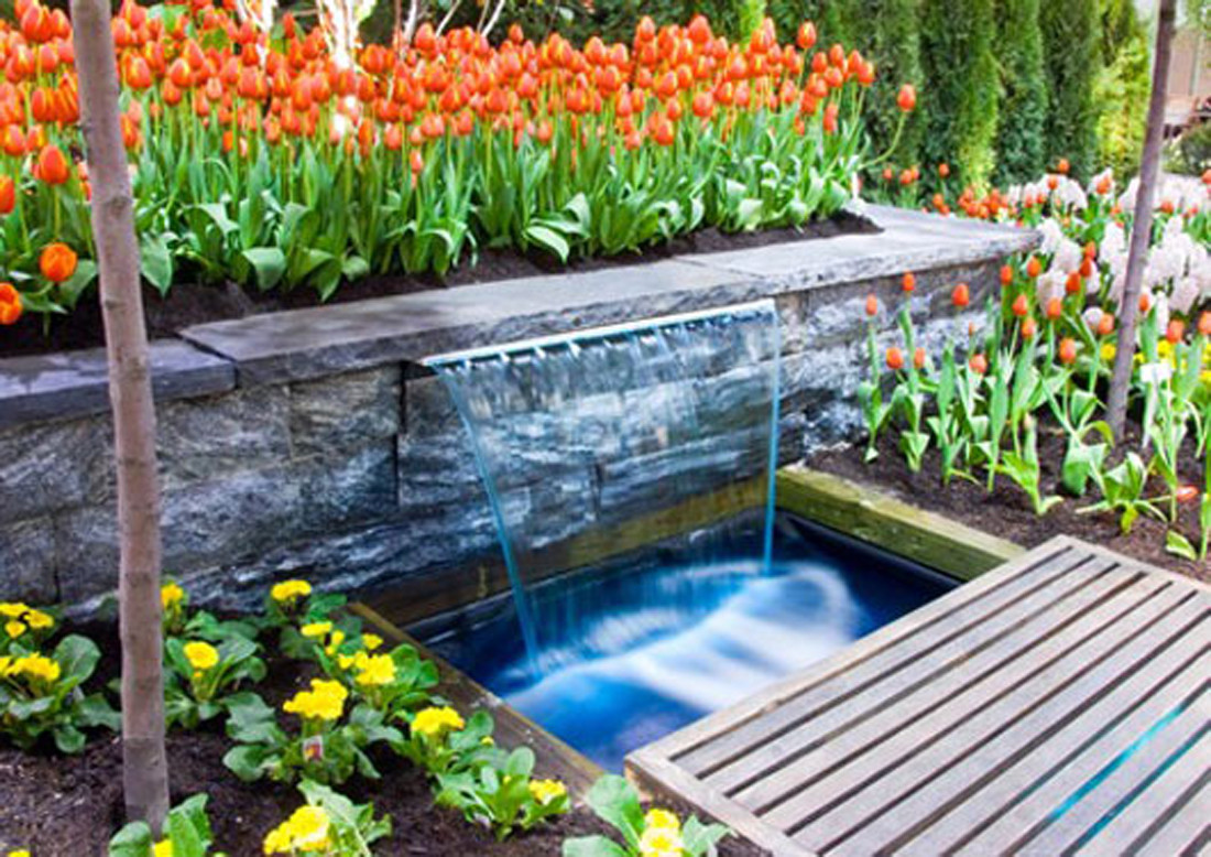 Landscape Fountain Modern
 modern garden waterfall
