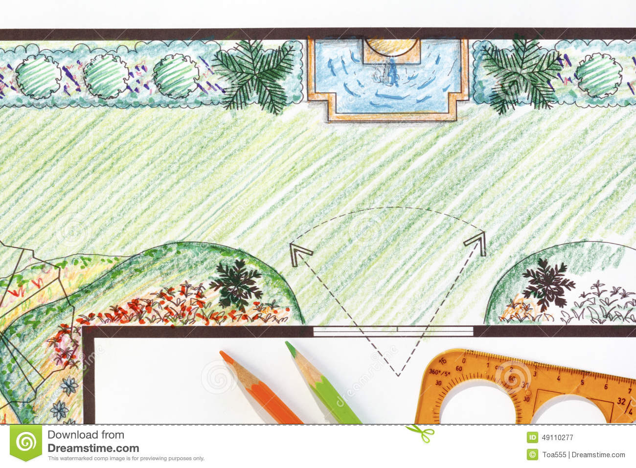 Landscape Fountain Plan
 Garden Plan With Wall Fountain Stock Image Image of