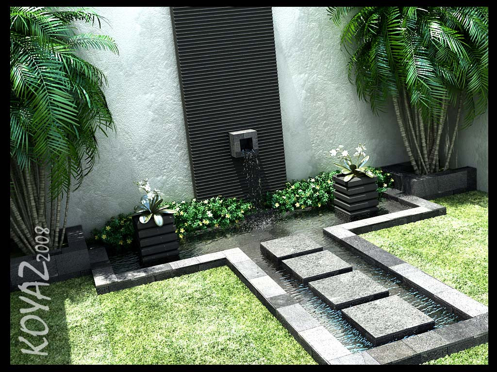 Landscape Fountain Plan
 Courtyard Design and Landscaping Ideas