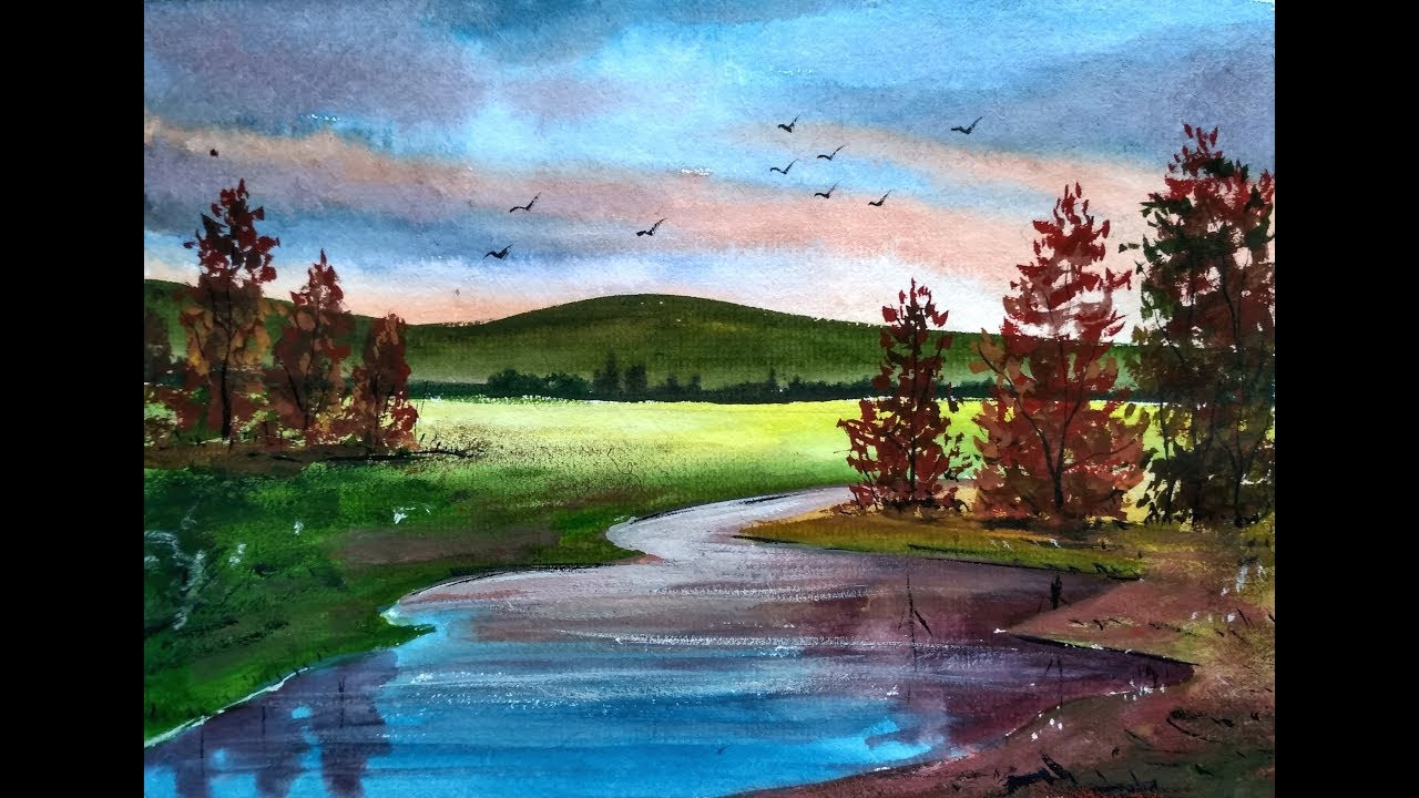 Landscape Painting Images
 Painting Beautiful Watercolor Landscapes with Ghanashyam