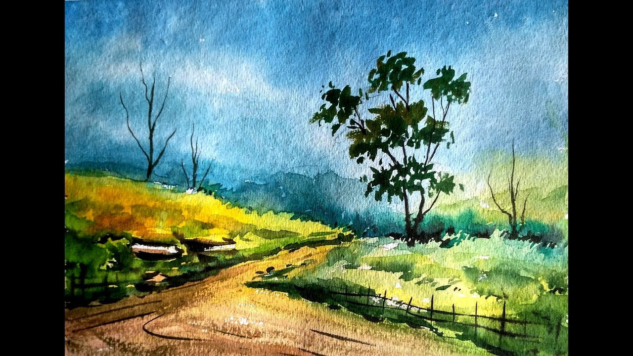 Landscape Painting Images
 Simple Watercolor Landscape Painting for Beginners