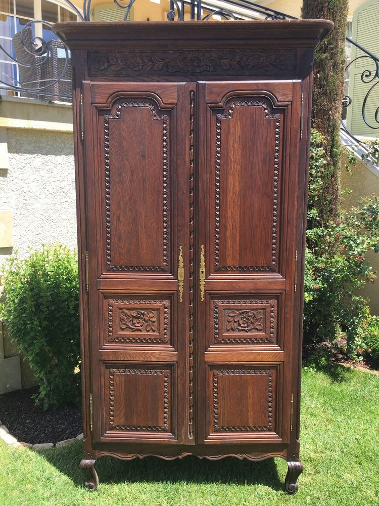 Large Kitchen Storage Cabinets
 Antique French Normandy Bedroom Armoire in Oak