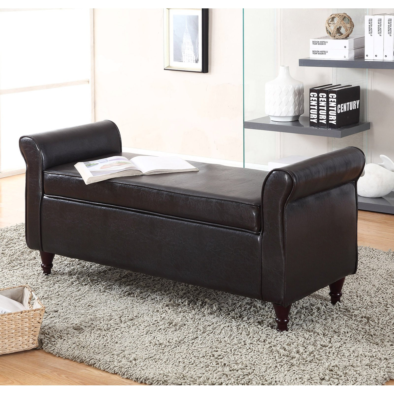 Leather Bench With Storage
 Milton Greens Stars Kassel Bonded Leather Indoor Storage
