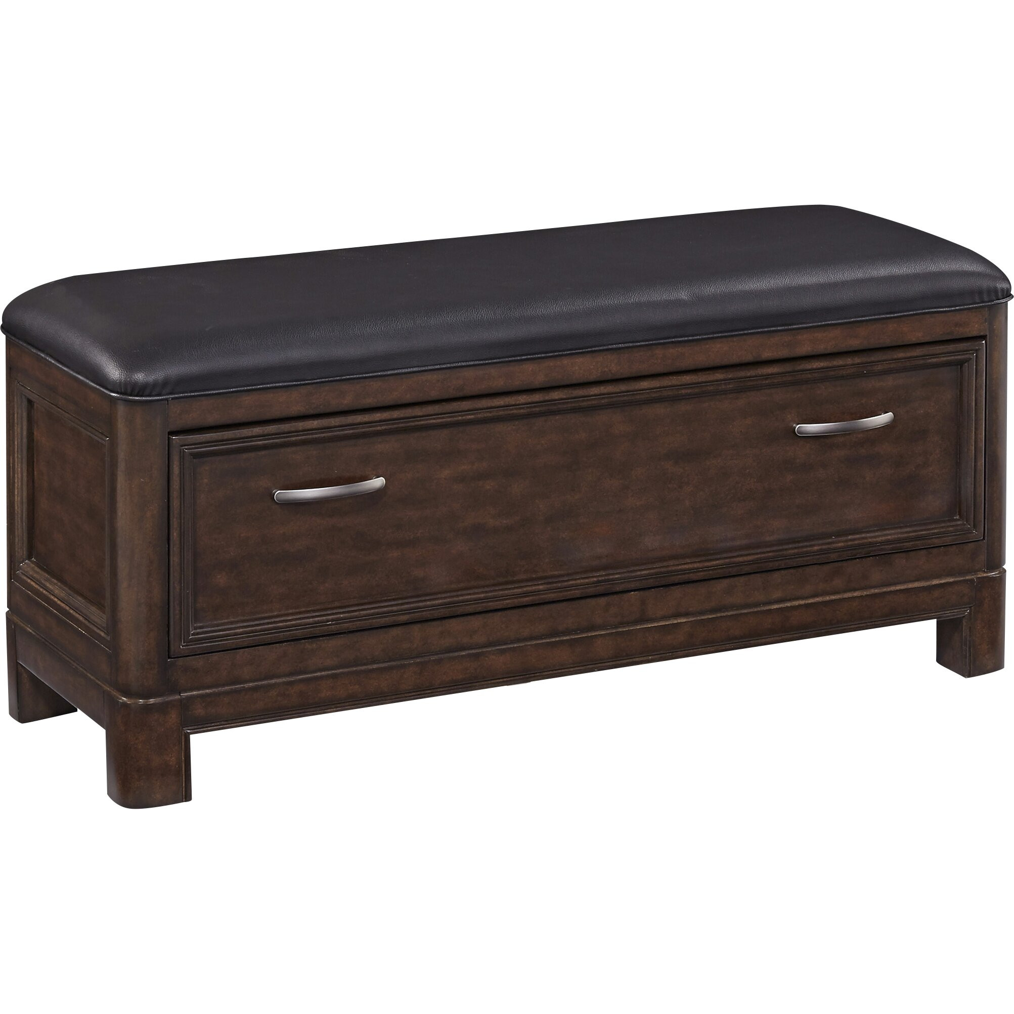 Leather Bench With Storage
 Home Styles Crescent Hill Genuine Leather Storage Entryway