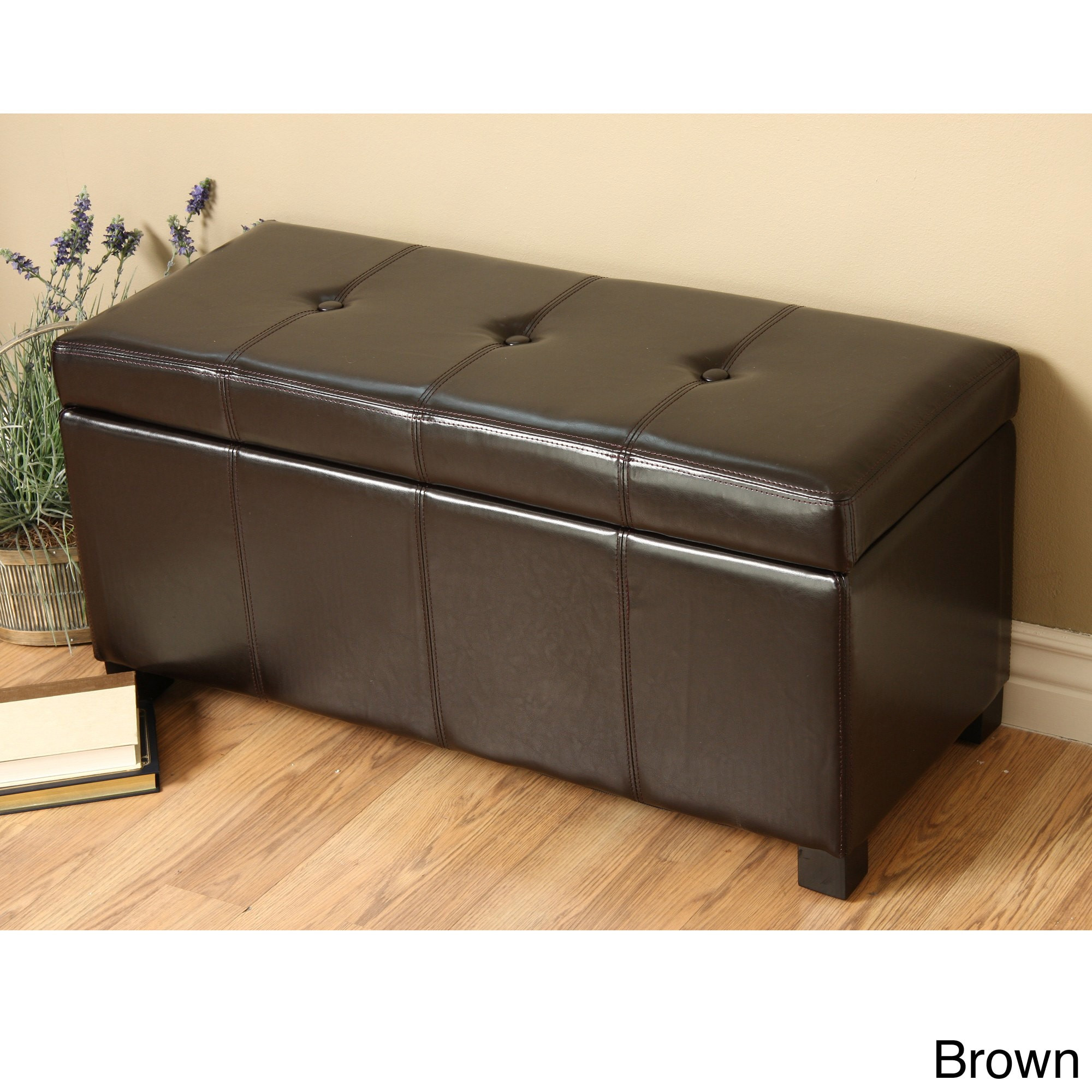 Leather Bench With Storage
 New Modern Faux Leather Storage Bench Living Room Accent