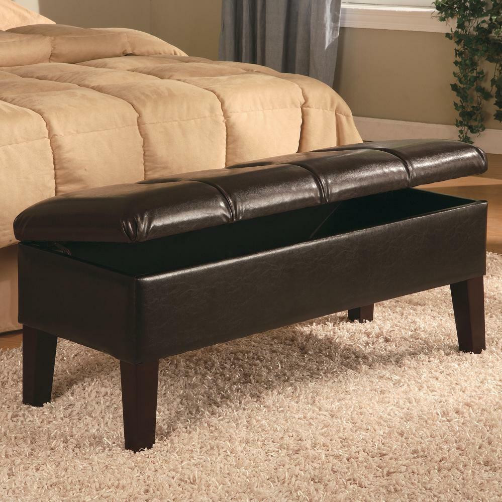 Leather Bench With Storage
 Brown Bonded Leather Storage Ottoman Bench with by Coaster