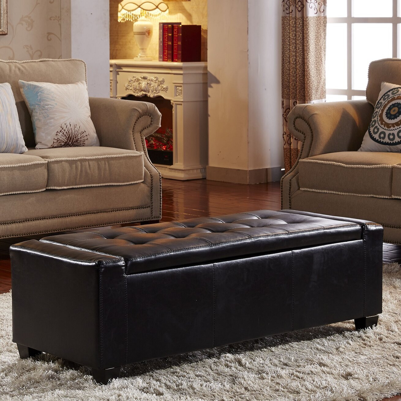 Leather Bench With Storage
 Contemporary Leather Storage Entryway Bench