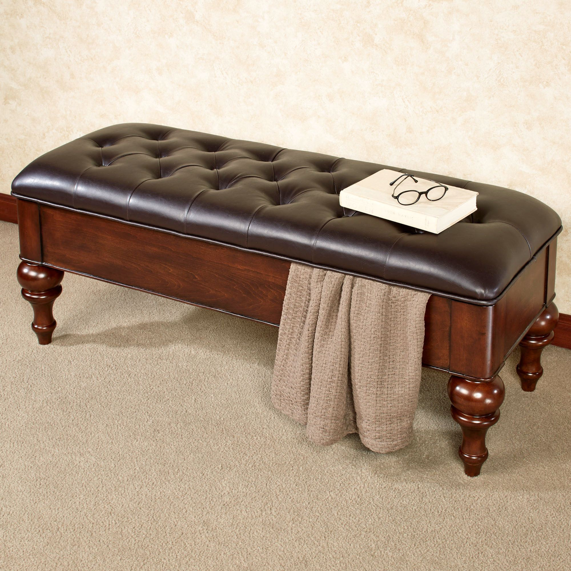 Leather Bench With Storage
 Nicholas Dark Chocolate Faux Leather Upholstered Storage Bench
