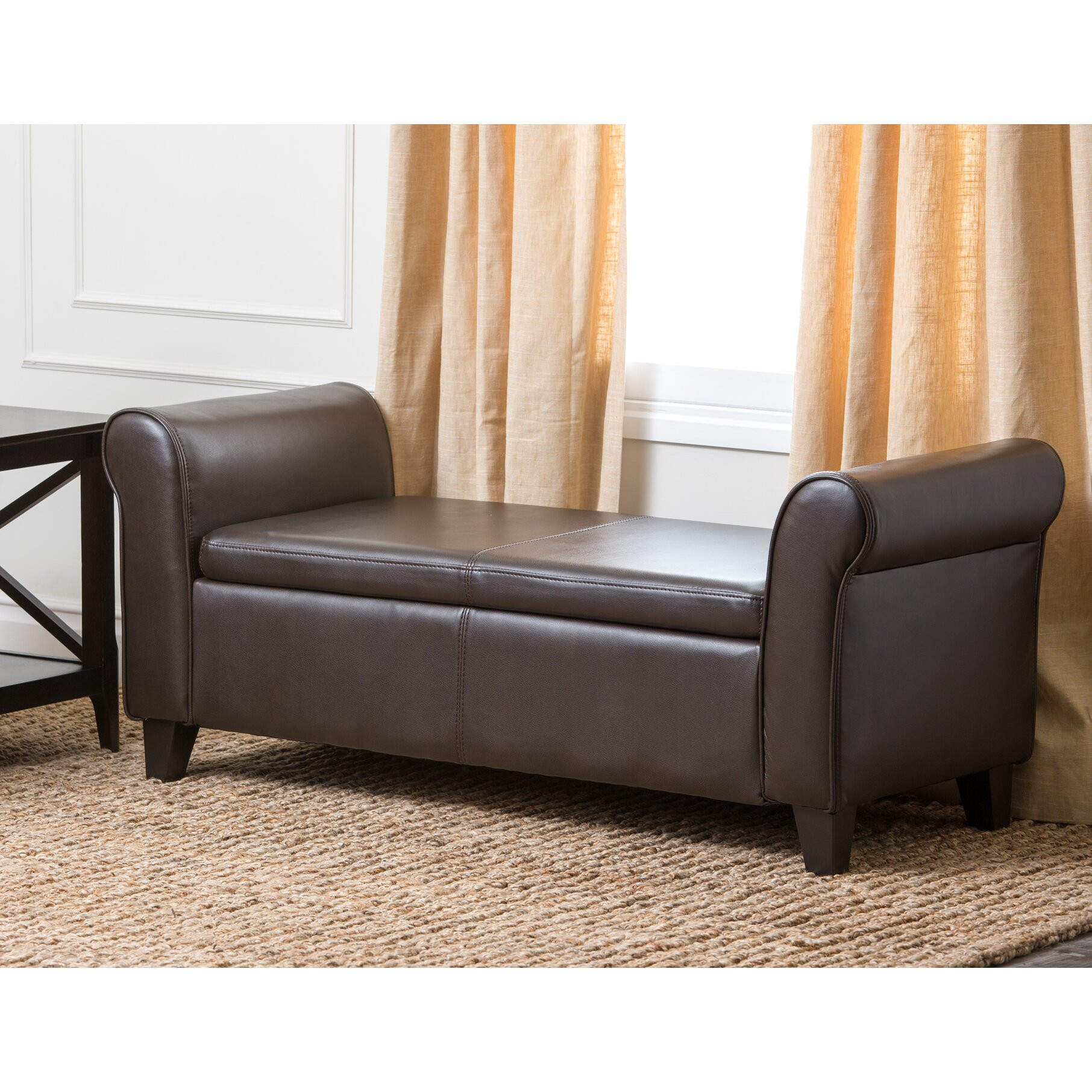 Leather Bench With Storage
 Abbyson Living Easton Leather Bedroom Storage Bench