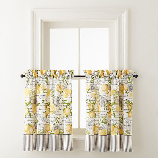 Lemon Kitchen Curtains
 Home Expressions Lemon Zest Rod Pocket Window Tiers JCPenney