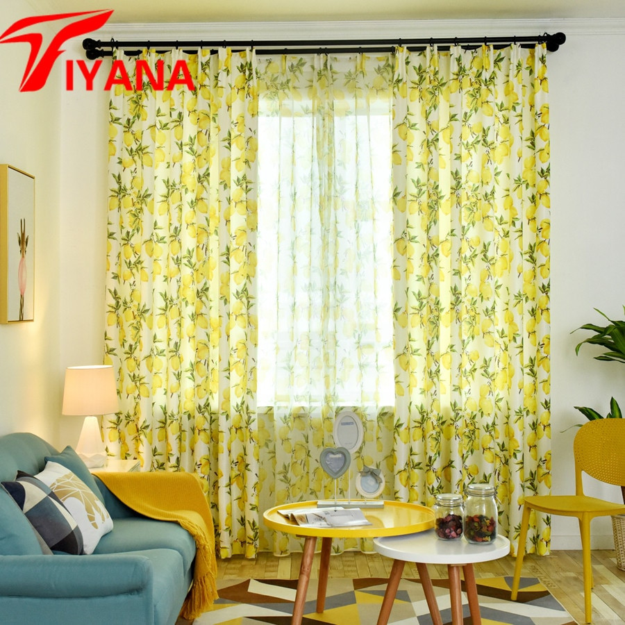 Lemon Kitchen Curtains
 yellow lemon bright curtains for living room window drapes