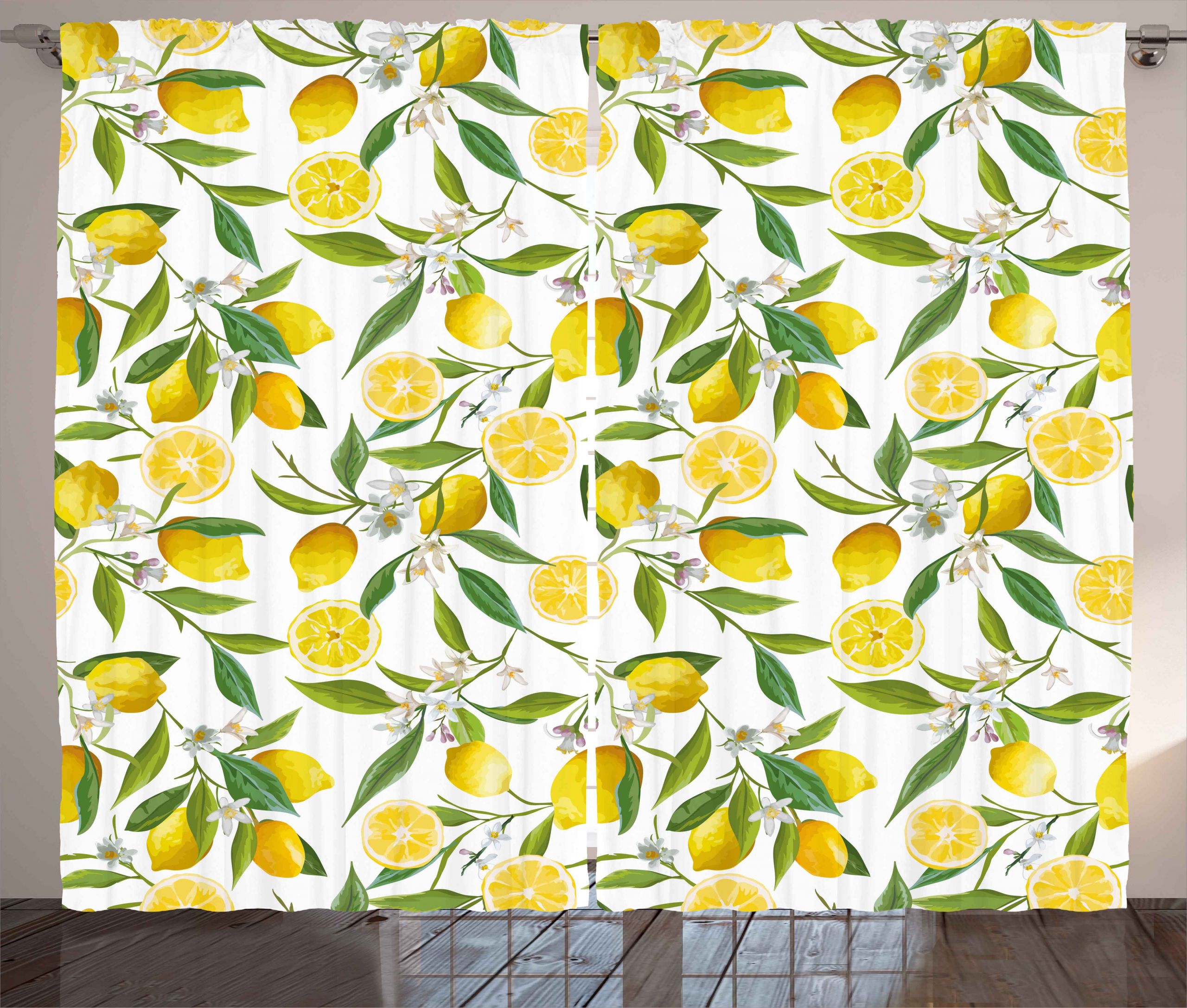 Lemon Kitchen Curtains
 Nature Curtains 2 Panels Set Exotic Lemon Tree Branches