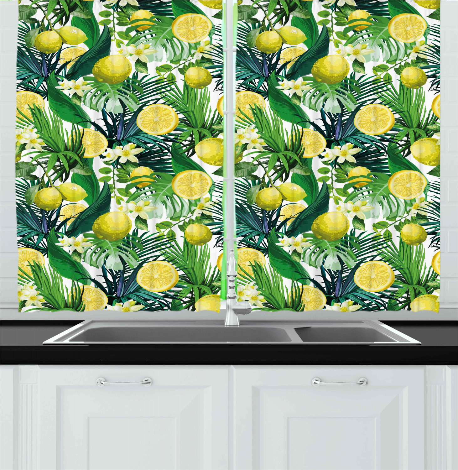 Lemon Kitchen Curtains
 Summer Lemon Kitchen Curtains 2 Panel Set Window Drapes 55