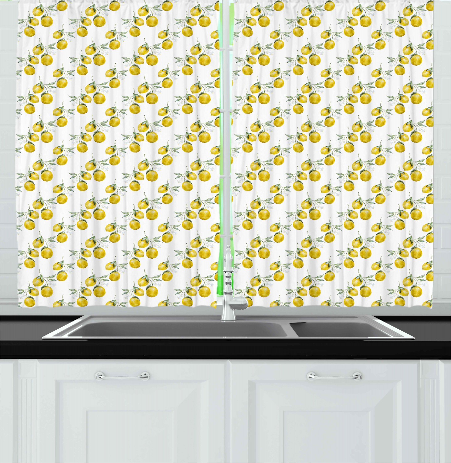 Lemon Kitchen Curtains
 Summer Lemon Kitchen Curtains 2 Panel Set Window Drapes 55